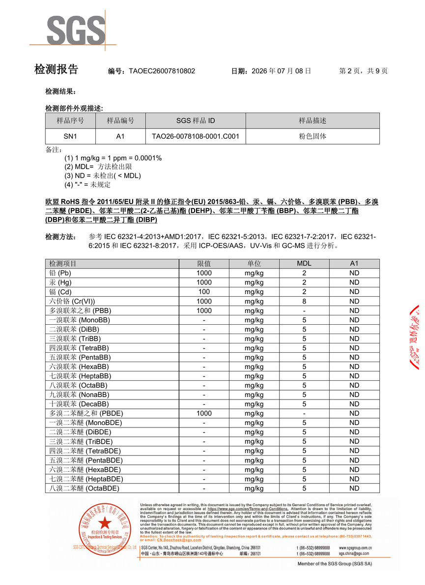 粉色防静电珍珠棉检测报告-中文版-第2页